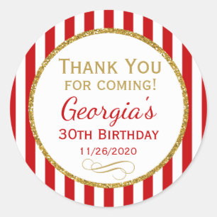 Red Gold Geburtstag Danke, dass du gekommen bist G Runder Aufkleber