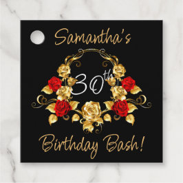 Red & Gold Geburtstag Geschenkanhänger