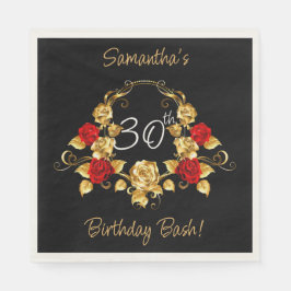 Red & Gold Geburtstag Serviette