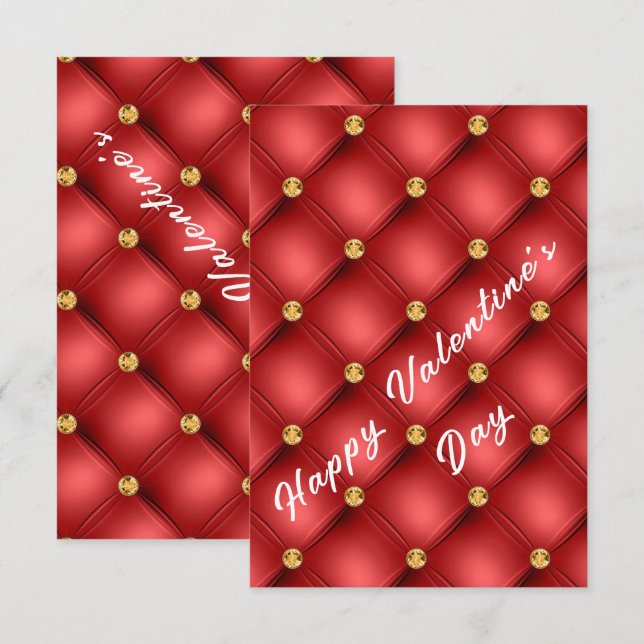 Red Gold Gemstone Valentine's Day Card (Vorne/Hinten)