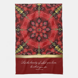 Red Gold Geometric Art Quote Teetuch Küchentuch