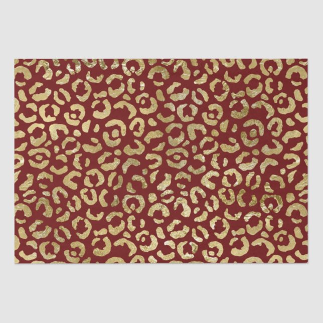 Red Gold Glam Leopard Print Seidenpapier (Vorderseite)