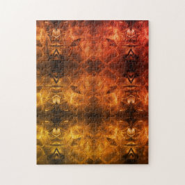 Red Gold Glass Sheen Fiery Tribal Style Warme Töne Puzzle
