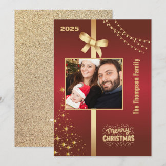 Red Gold Glitzer Family Foto Weihnachten