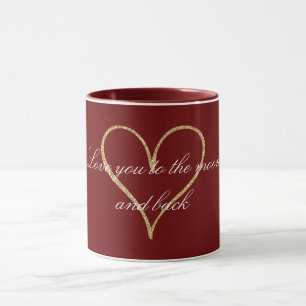 Red Gold Glitzer Heart Liebe Tasse