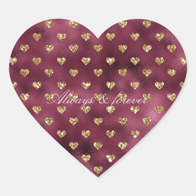 Red Gold Glitzer Hearts Herz-Aufkleber (Vorderseite)