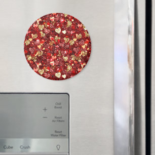 Red Gold Glitzer Hearts Magnet