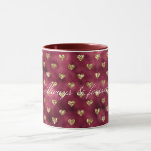 Red Gold Glitzer Hearts Tasse