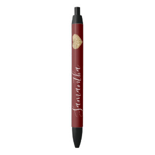 Red Gold Glitzer Herz Personalisierter Name Kugelschreiber