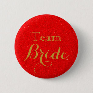 Red Gold Glitzer Imitate Foil Wedding Team Bridge Button