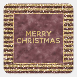 Red Gold Glitzer Sparkle Strip Quadratischer Aufkleber