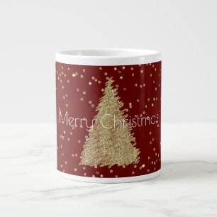 Red Gold Glitzer Sparkle Weihnachtsbaum Jumbo-Tasse