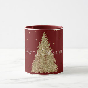 Red Gold Glitzer Sparkle Weihnachtsbaum Tasse