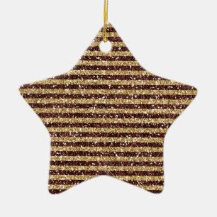 Red Gold Glitzer Sparkline Streifen Keramik Ornament