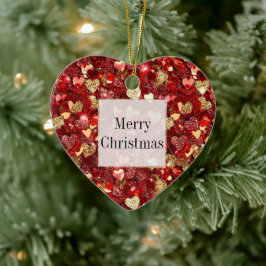 Red Gold Glitzer Weihnachten Keramik Ornament