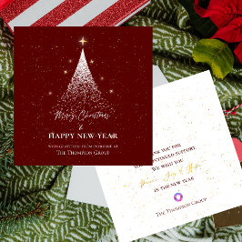 Red Gold Glitzer Weihnachten Neujahr Unternehmen Mitteilungskarte