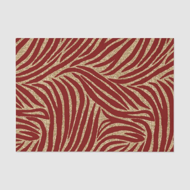 Red Gold Glitzer Zebra Birthday Seidenpapier (Vorderseite)