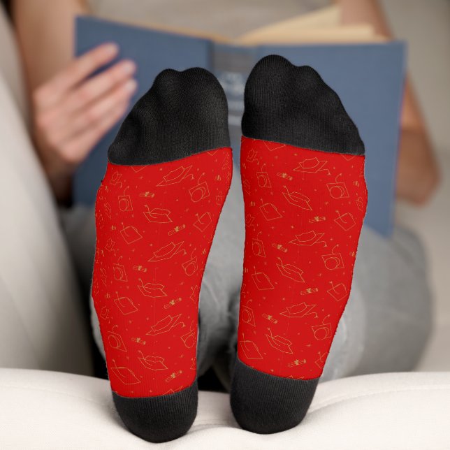 Red & Gold Graduation Cap Toss Socks Socken (Unterseite)