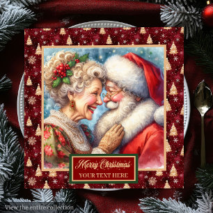 Red Gold Green Christmas Napkins Santa Couple Serviette