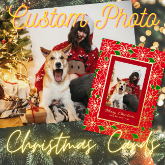 Red Gold Green Custom Family Frohe Weihnachten Folien Feiertagskarte