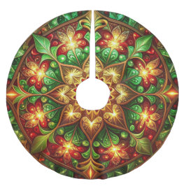 Red Gold Green Decorative Tree Skirt Polyester Weihnachtsbaumdecke