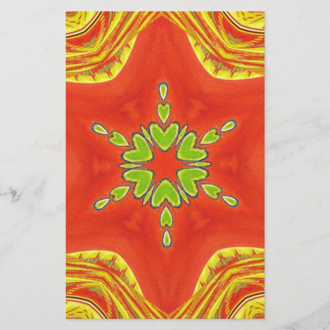 Red Gold Green Mandala Kunstdruckerei Briefpapier (Vorderseite)