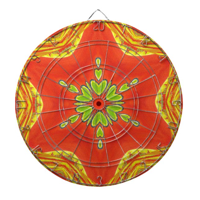 Red Gold Green Mandala Kunstdruckerei Dartscheibe (vorne)