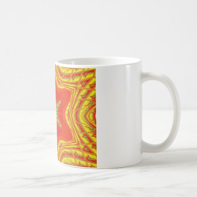 Red Gold Green Mandala Kunstdruckerei Kaffeetasse (Rechts)