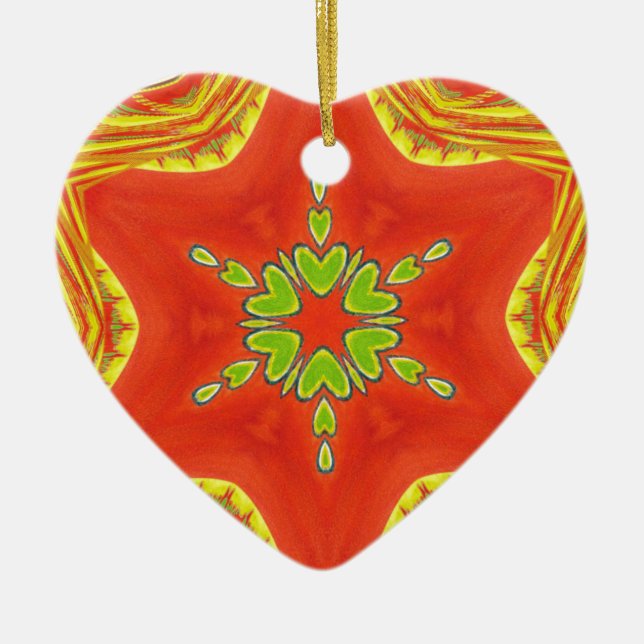 Red Gold Green Mandala Kunstdruckerei Keramik Ornament (Vorne)