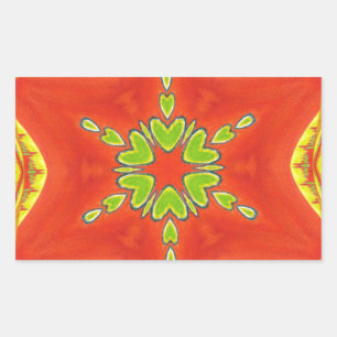 Red Gold Green Mandala Kunstdruckerei Rechteckiger Aufkleber
