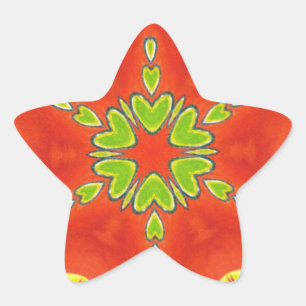Red Gold Green Mandala Kunstdruckerei Stern-Aufkleber
