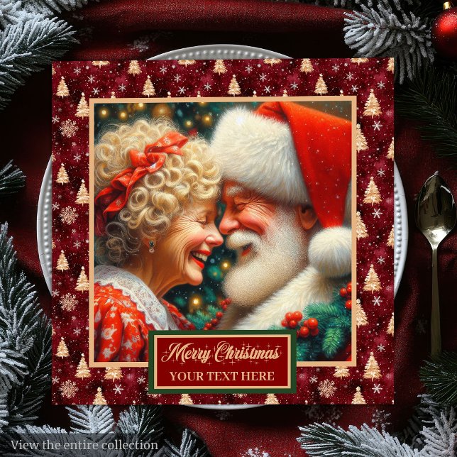 Red Gold Green Napkins Weihnachten Mr. & Mrs. Clau Serviette (Red Gold Green Napkins Christmas Mr. & Mrs. Claus)