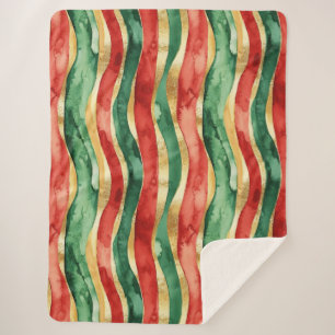 Red Gold Green Strips Weihnachten Sherpadecke