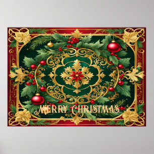Red Gold Green Weihnachtskalender Poster