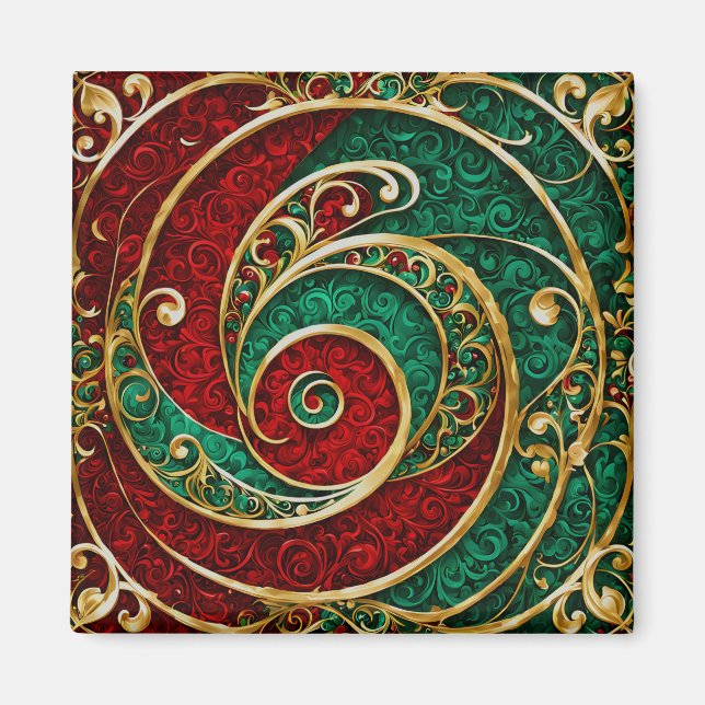 Red Gold Green Weihnachtsmagnet Magnet (Vorne)