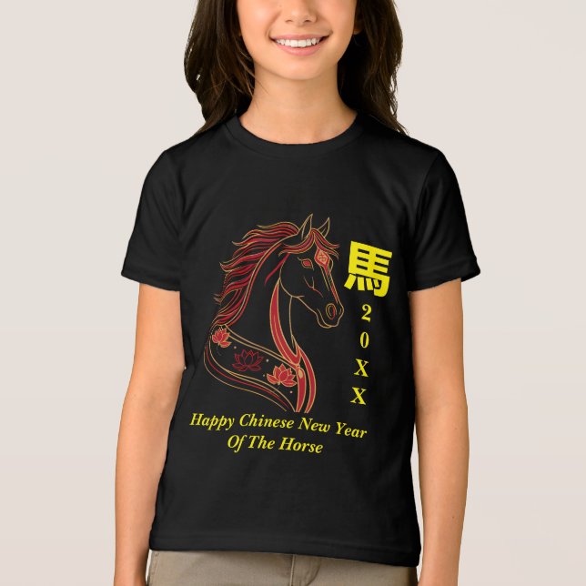 Red & Gold Happy Chinese year of the Horse  Tri-Blend Shirt (Vorderseite)