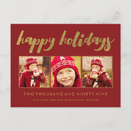 Red Gold Happy Holidays Xmas Foto Frame Postkarte