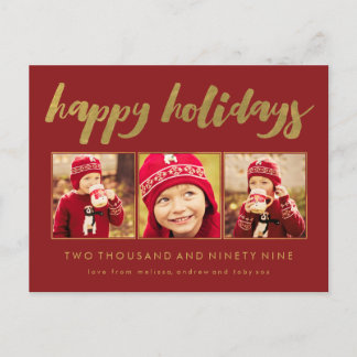Red Gold Happy Holidays Xmas Foto Frame Postkarte
