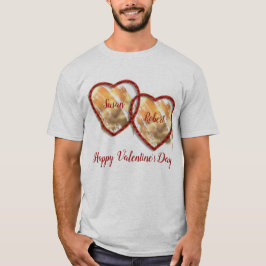 Red Gold Heart Modern Happy Valentines Day Men T-Shirt