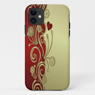 Red & Gold Hearts & Scrolls Case-Mate iPhone Hülle