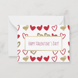 Red & Gold Hearts Valentine Cards 100 Pack Mitteilungskarte