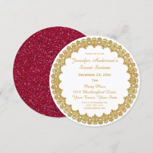 Red Gold Holiday 16 . Geburtstag Einladung