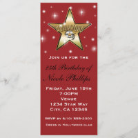 Red & Gold Hollywood Star Retro Einladung