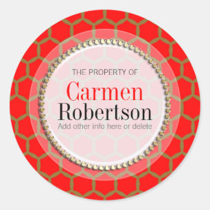 Red Gold Honeycomb Muster Custom Round Aufkleber