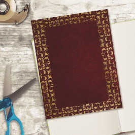 Red Gold Imitate Leather Scrapbook Cardstock