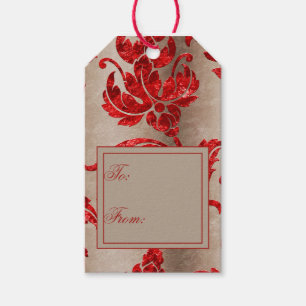 Red Gold Imitate Velvet Damask Elegante Geschenkanhänger