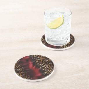 Red Gold Imitats Cowgirl Südwest Cowhide Getränkeuntersetzer