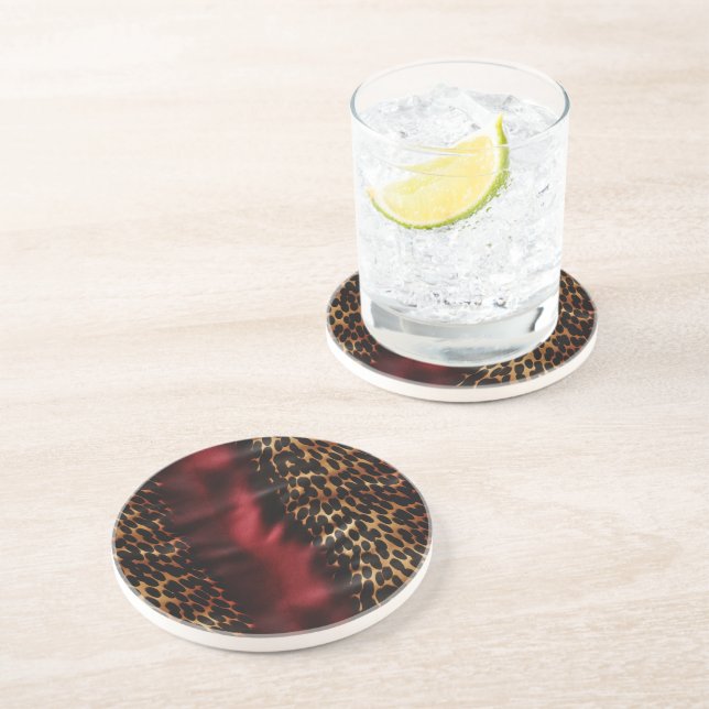 Red Gold Imitats Cowgirl Südwest Cowhide Getränkeuntersetzer (Seite)