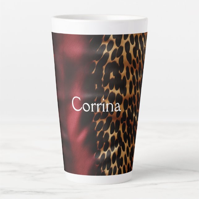 Red Gold Imitats Cowgirl Südwest Cowhide Name Milchtasse (Vorderseite)