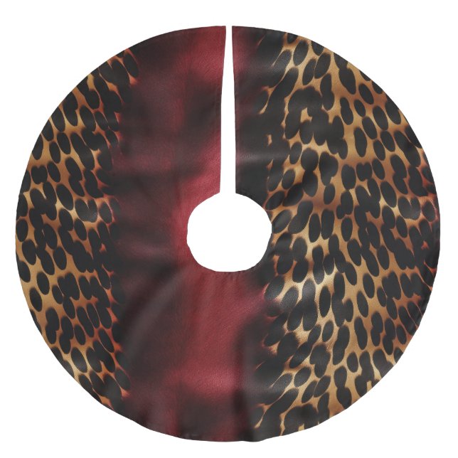 Red Gold Imitats Cowgirl Südwest Cowhide Polyester Weihnachtsbaumdecke (Vorderseite)